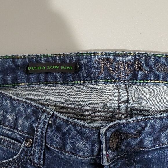 WRANGLER rock 47 31x32 ultra low rise dark wash bootcut jeans - Picture 6 of 8